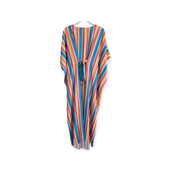 Unique Vintage Rainbow Striped Burton Caftan Dress size o/s - Picture 8 of 16